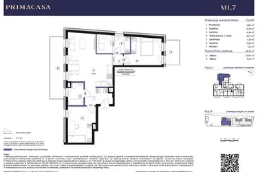 Rzut - Mieszkanie na sprzedaż 4 pokoje o powierzchni 68,56 m² - numer B1 – M1.7 w Primacasa