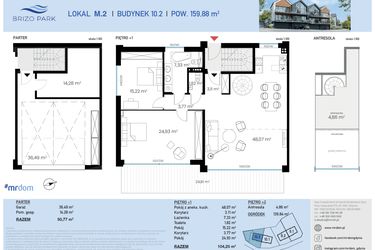 Rzut - Mieszkanie na sprzedaż 3 pokoje o powierzchni 159,88 m² - numer 10.2.2 w Brizo Park