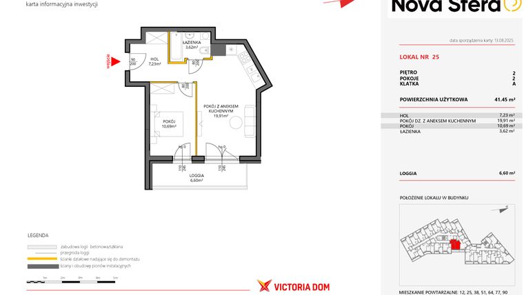 Rzut - Mieszkanie na sprzedaż 2 pokoje o powierzchni 41,45 m² - numer 25 w Miasteczko Nova Sfera 5