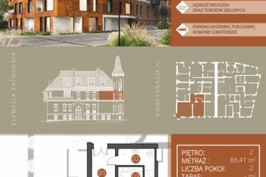 Rzut - Mieszkanie na sprzedaż 2 pokoje o powierzchni 88,52 m² - numer A.2.3 w Browar Jedności