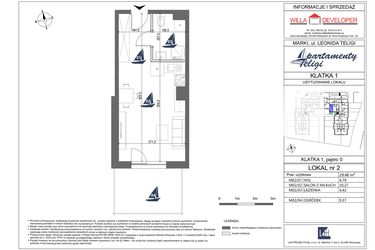 Rzut - Mieszkanie na sprzedaż 1 pokój o powierzchni 29,48 m² - numer 2 w Apartamenty Teligi