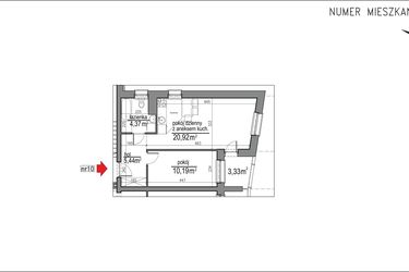 Rzut - Mieszkanie na sprzedaż 2 pokoje o powierzchni 40,92 m² - numer 3m.10 w Osiedle Rytm etap 2