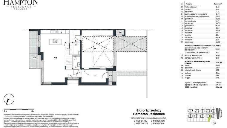 Rzut - Dom na sprzedaż 4 pokoje o powierzchni 188,24 m² - numer HB9B w Hampton Residence Wilanów