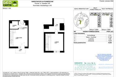 Rzut - Mieszkanie na sprzedaż 2 pokoje o powierzchni 42,88 m² - numer B45 w Jasielska 8C