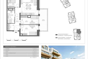 Rzut - Mieszkanie na sprzedaż 4 pokoje o powierzchni 74,9 m² - numer C.M20 w Matemblevo