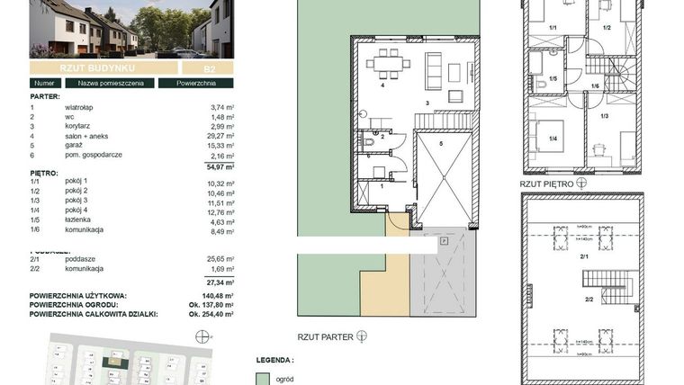 Rzut - Dom na sprzedaż 5 pokoi o powierzchni 140,48 m² - numer B2 w Cisova Park etap II