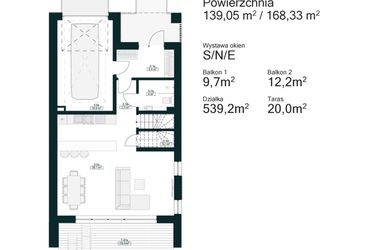 Rzut - Dom na sprzedaż 5 pokoi o powierzchni 168 m² - numer 16A w Aleja Drzew III