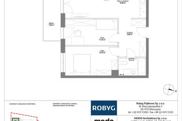 Rzut - Mieszkanie na sprzedaż 3 pokoje o powierzchni 61,37 m² - numer 1M05 w Piątkowo Residence
