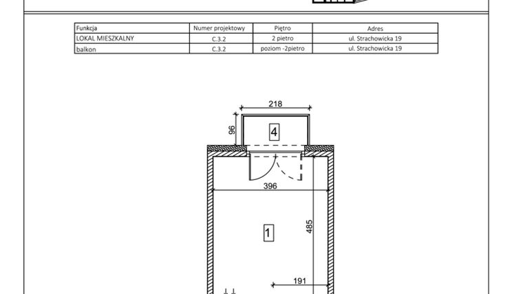 Rzut - Mieszkanie na sprzedaż 1 pokój o powierzchni 27,24 m² - numer C.3.2 w IVY HOUSE - Apartamenty inwestycyjne