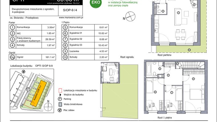 Rzut - Mieszkanie na sprzedaż 4 pokoje o powierzchni 83,58 m² - numer S-OP-9-4 w os. Stolarska