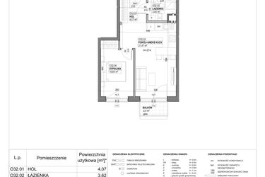 Rzut - Mieszkanie na sprzedaż 2 pokoje o powierzchni 40,96 m² - numer O32 w Miasto Ogród 6 - OSLO i SZTOKHOLM
