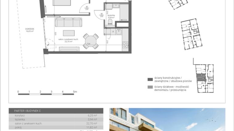 Rzut - Mieszkanie na sprzedaż 2 pokoje o powierzchni 44,71 m² - numer C.M4 w Matemblevo