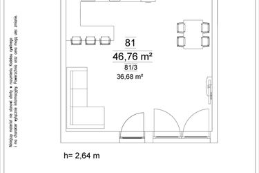 Rzut - Mieszkanie na sprzedaż 1 pokój o powierzchni 46,76 m² - numer 81 w Osiedle Teatralne 19