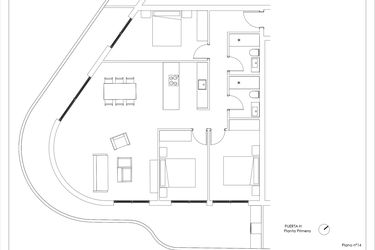 Rzut - Mieszkanie na sprzedaż 3 pokoje o powierzchni 113 m² - numer 1-H w Mieszkania w Calpe - 94000145