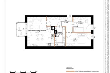 Rzut - Mieszkanie na sprzedaż 3 pokoje o powierzchni 68,24 m² - numer B.1.66 w Daszyńskiego Square etap 1