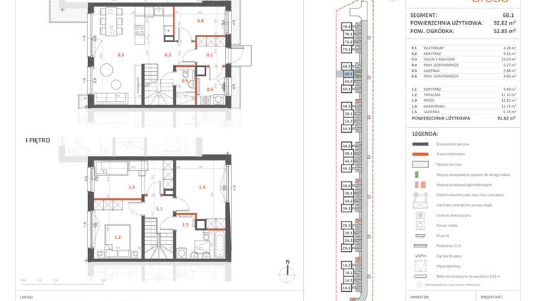 Rzut - Dom na sprzedaż 5 pokoi o powierzchni 92,62 m² - numer 6B.1 w Przystanek Ursus