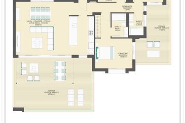 Rzut - Mieszkanie na sprzedaż 3 pokoje o powierzchni 153,03 m² - numer B24B w Arrecife by UrbinCasa