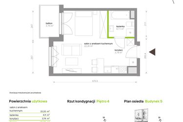 Rzut - Mieszkanie na sprzedaż 1 pokój o powierzchni 30,05 m² - numer C5.4C91 w Bemowo Vita