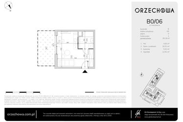 Rzut - Mieszkanie na sprzedaż 1 pokój o powierzchni 26,18 m² - numer B0-06 w Orzechowa 2
