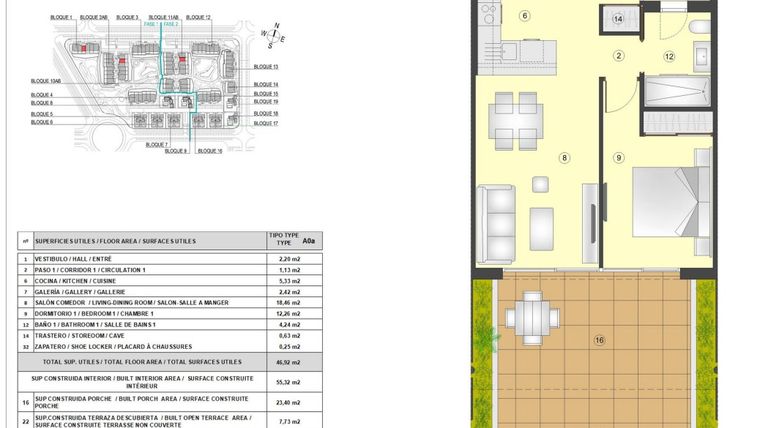 Rzut - Mieszkanie na sprzedaż 2 pokoje o powierzchni 55 m² - numer 2 w Apartamenty Lagoon 1