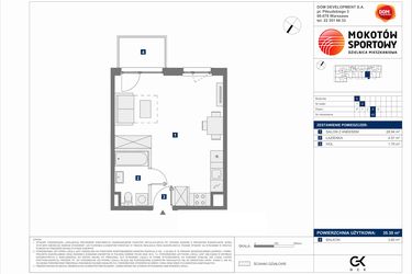 Rzut - Mieszkanie na sprzedaż 1 pokój o powierzchni 35,3 m² - numer C.42 w Mokotów Sportowy 1.1B