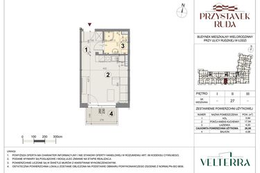 Rzut - Mieszkanie na sprzedaż 1 pokój o powierzchni 26,29 m² - numer 27 w Przystanek Ruda