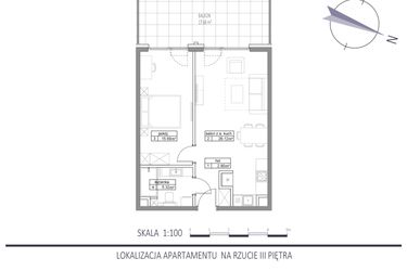 Rzut - Mieszkanie na sprzedaż 2 pokoje o powierzchni 49,93 m² - numer E30 w Apartamenty na Klifie bud. D, E i F