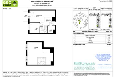 Rzut - Mieszkanie na sprzedaż 4 pokoje o powierzchni 62,4 m² - numer D166 w Jasielska 8C
