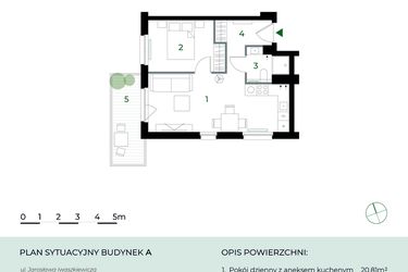 Rzut - Mieszkanie na sprzedaż 2 pokoje o powierzchni 38,73 m² - numer M18 w Park-Wojszyce