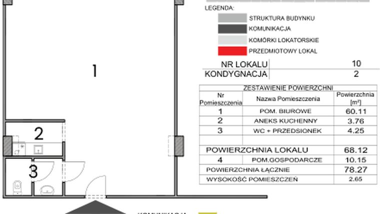 Rzut - Lokal użytkowy na sprzedaż 1 pokój o powierzchni 78,27 m² - numer B10 w Legnicka Street Etap II