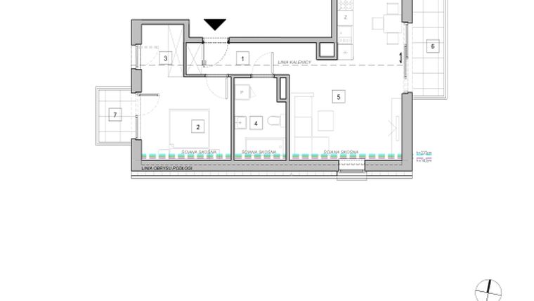 Rzut - Mieszkanie na sprzedaż 2 pokoje o powierzchni 51,75 m² - numer D3_4 w ATAL Zawiślańska