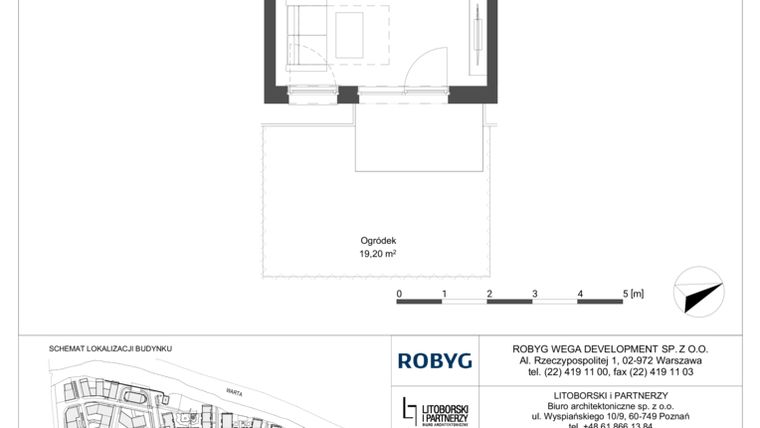 Rzut - Mieszkanie na sprzedaż 1 pokój o powierzchni 26,4 m² - numer 0M13 w Elektrovnia Garbary