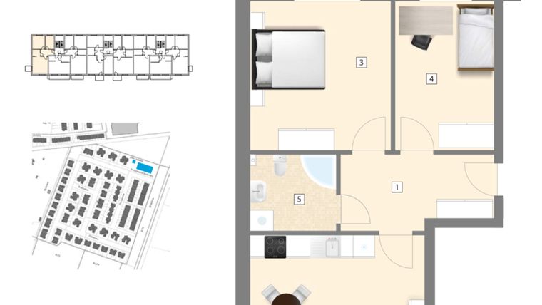 Rzut - Mieszkanie na sprzedaż 3 pokoje o powierzchni 63,55 m² - numer C8 w Błękitne Aleje Etap XV