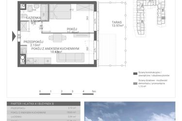 Rzut - Mieszkanie na sprzedaż 2 pokoje o powierzchni 35,76 m² - numer 84. w Osiedle Parkowa etap B