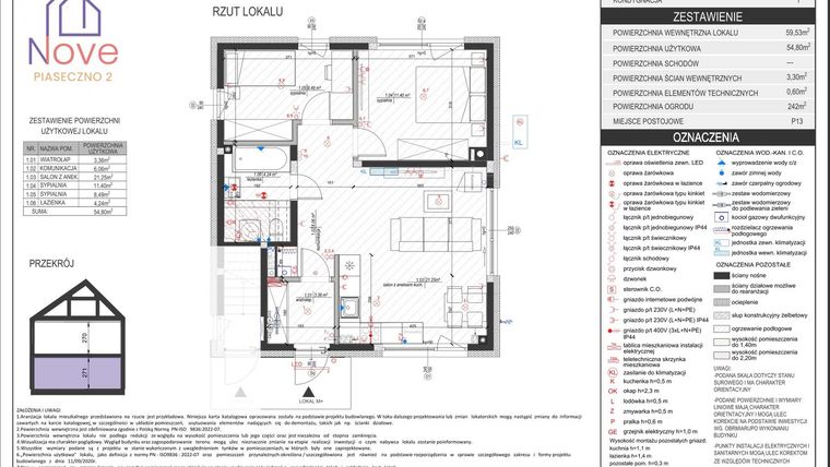 Rzut - Dom na sprzedaż 3 pokoje o powierzchni 59 m² - numer D3.1 w Nove Piaseczno 2