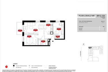 Rzut - Mieszkanie na sprzedaż 3 pokoje o powierzchni 58,03 m² - numer BR12/104 w Browary Wrocławskie 2