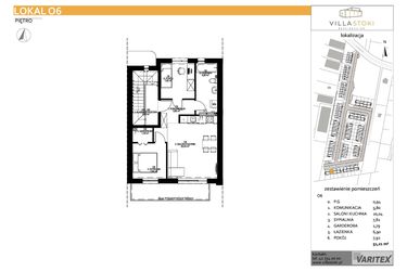 Rzut - Mieszkanie na sprzedaż 3 pokoje o powierzchni 51,21 m² - numer O6 w Villa Stoki (mieszkania)