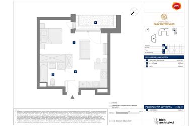 Rzut - Mieszkanie na sprzedaż 1 pokój o powierzchni 31,72 m² - numer C23 w Apartamenty Park Matecznego Etap 1