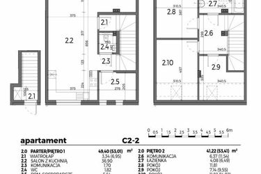 Rzut - Mieszkanie na sprzedaż 4 pokoje o powierzchni 90,62 m² - numer C2-2 w Aleja Miodowa