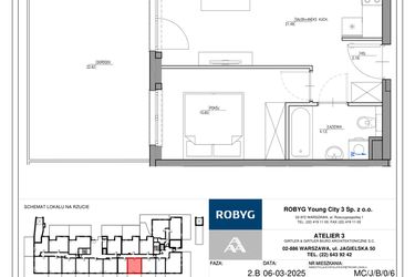 Rzut - Mieszkanie na sprzedaż 2 pokoje o powierzchni 38,46 m² - numer MC/J/B/0/6 w Modern City etap J