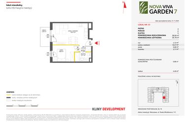 Rzut - Mieszkanie na sprzedaż 2 pokoje o powierzchni 36,64 m² - numer 88 w Nova Viva Garden 7