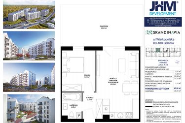 Rzut - Mieszkanie na sprzedaż 2 pokoje o powierzchni 42,8 m² - numer A.0.8 w Skandinavia