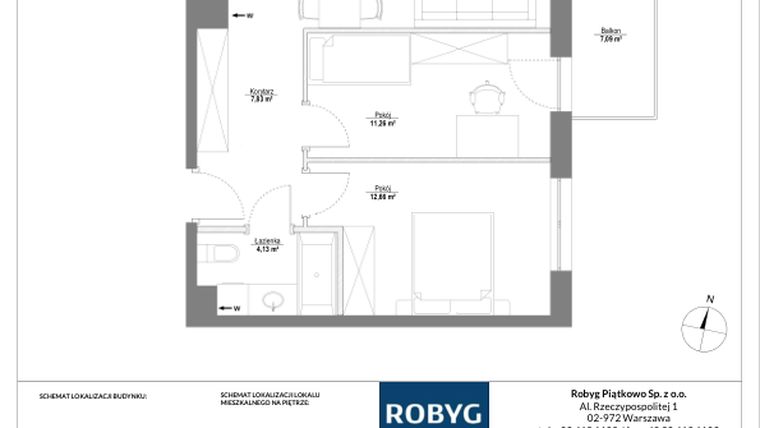Rzut - Mieszkanie na sprzedaż 3 pokoje o powierzchni 58,7 m² - numer B.5M04 w Początek Piątkowo bud. B