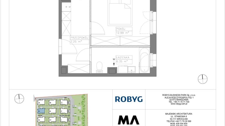 Rzut - Mieszkanie na sprzedaż 2 pokoje o powierzchni 48,76 m² - numer VV/D/1/1 w Villa Viva