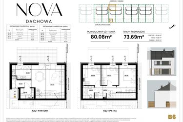 Rzut - Dom na sprzedaż 4 pokoje o powierzchni 80,08 m² - numer B6 w Nova Dachowa II