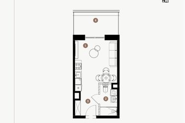 Rzut - Mieszkanie na sprzedaż 1 pokój o powierzchni 25,65 m² - numer 2.19 w WIMA APARTMENTS