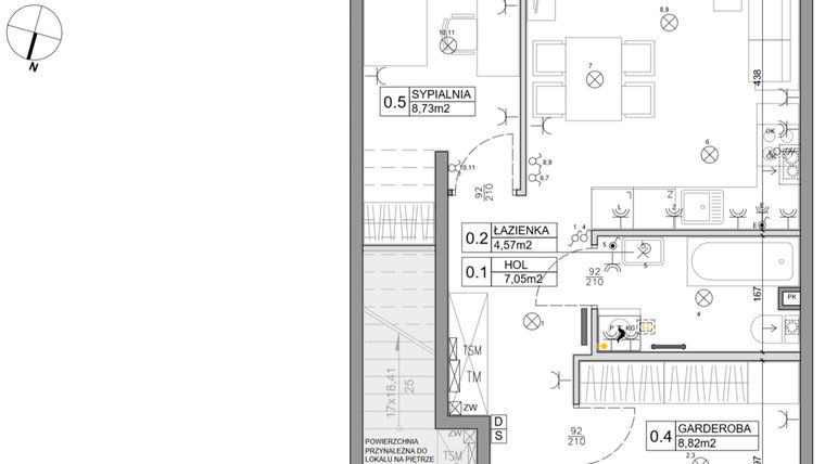 Rzut - Mieszkanie na sprzedaż 3 pokoje o powierzchni 48,03 m² - numer 91 w Manufaktura Marki 2 etap IV