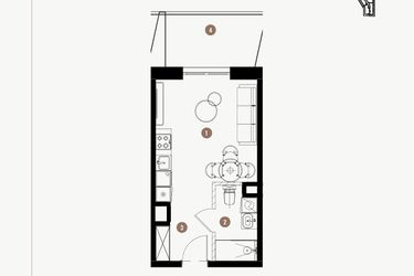 Rzut - Mieszkanie na sprzedaż 1 pokój o powierzchni 25,56 m² - numer 4.07 w WIMA APARTMENTS