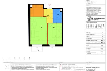 Rzut - Mieszkanie na sprzedaż 2 pokoje o powierzchni 43,57 m² - numer A19 w Augustówka Residence