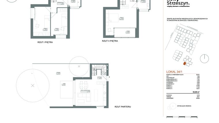 Rzut - Mieszkanie na sprzedaż 4 pokoje o powierzchni 93,9 m² - numer 34/1 w Nowy Strzeszyn etap III